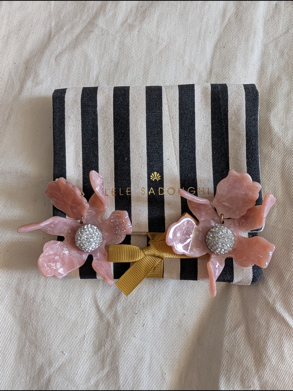 Lele Sadoughi Pink Floral Crystal-Button Statement Earrings